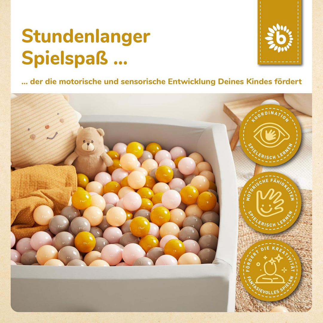 Bieco Bälle für Bällebad Sunrise | 100 Stück | Bunte Bälle | Bällebad Kinder | Bällebad Baby | Bälle
