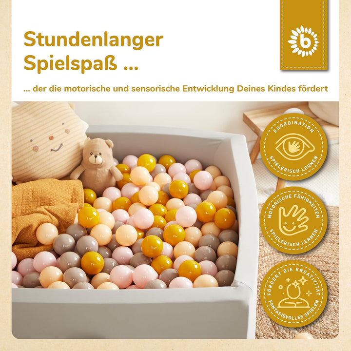 Bieco Bälle für Bällebad Sunrise | 100 Stück | Bunte Bälle | Bällebad Kinder | Bällebad Baby | Bälle