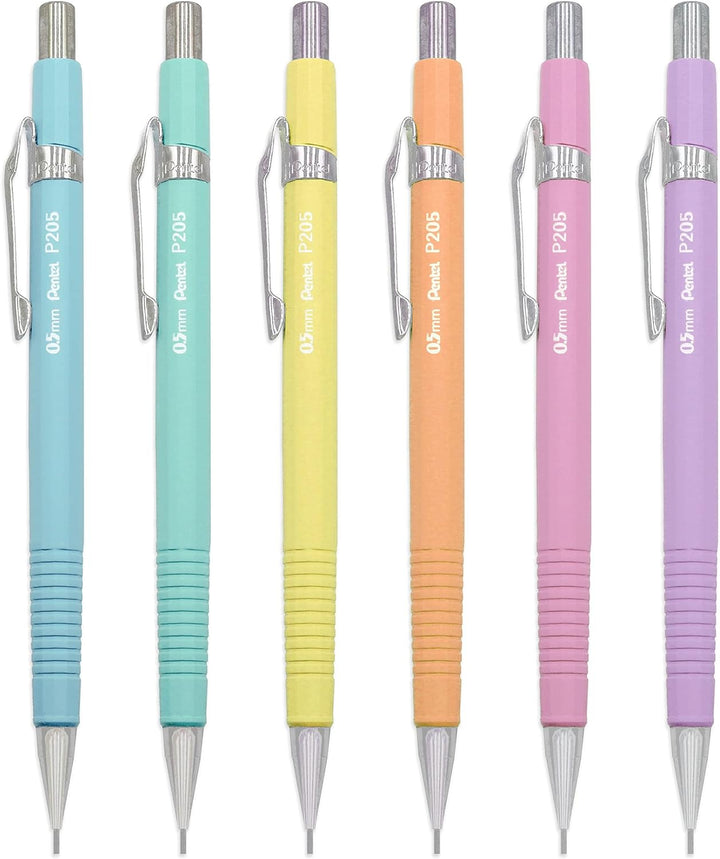 Pentel P205-97 Druckbleistift, Blumenmuster, Pastellfarben, 6 Stück