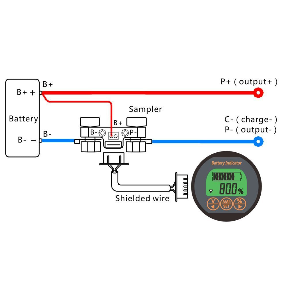 AiLi Batteriemonitor Tester Voltmeter Amperemeter 8-120V 0-350A 999Ah für Auto Auto Motorboot Wohnwa