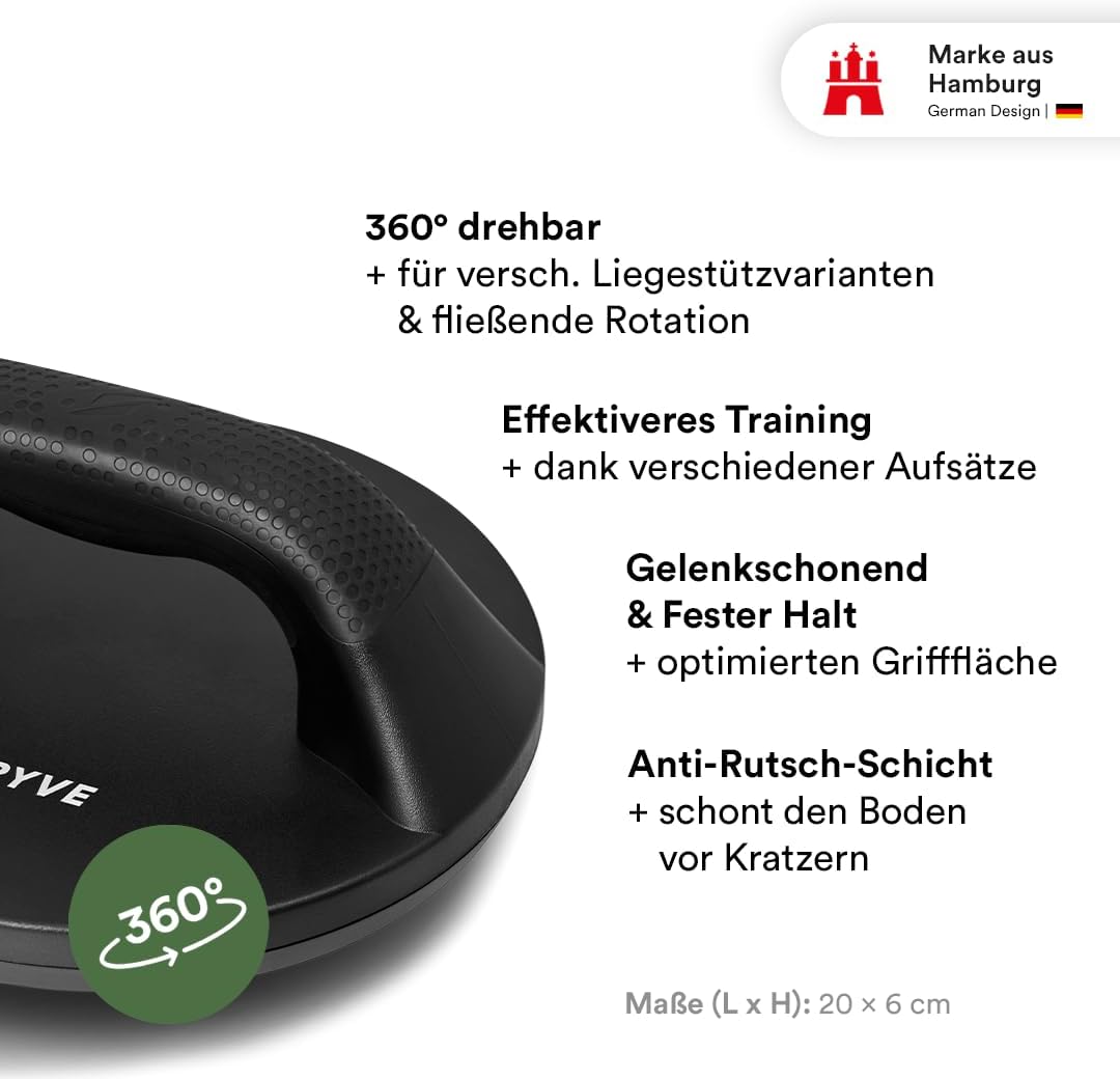 STRYVE Liegestützgriffe rotierend - 2er Set Push up Bars - 2 Aufsätze mit Schwierigkeitsgrad 1, 2 -