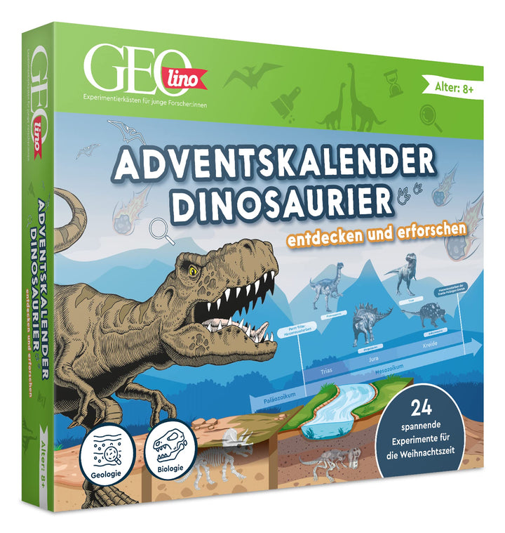 FRANZIS 67205 - GEOlino Adventskalender Dinosaurier entdecken und erforschen, 24 spannende Experimen