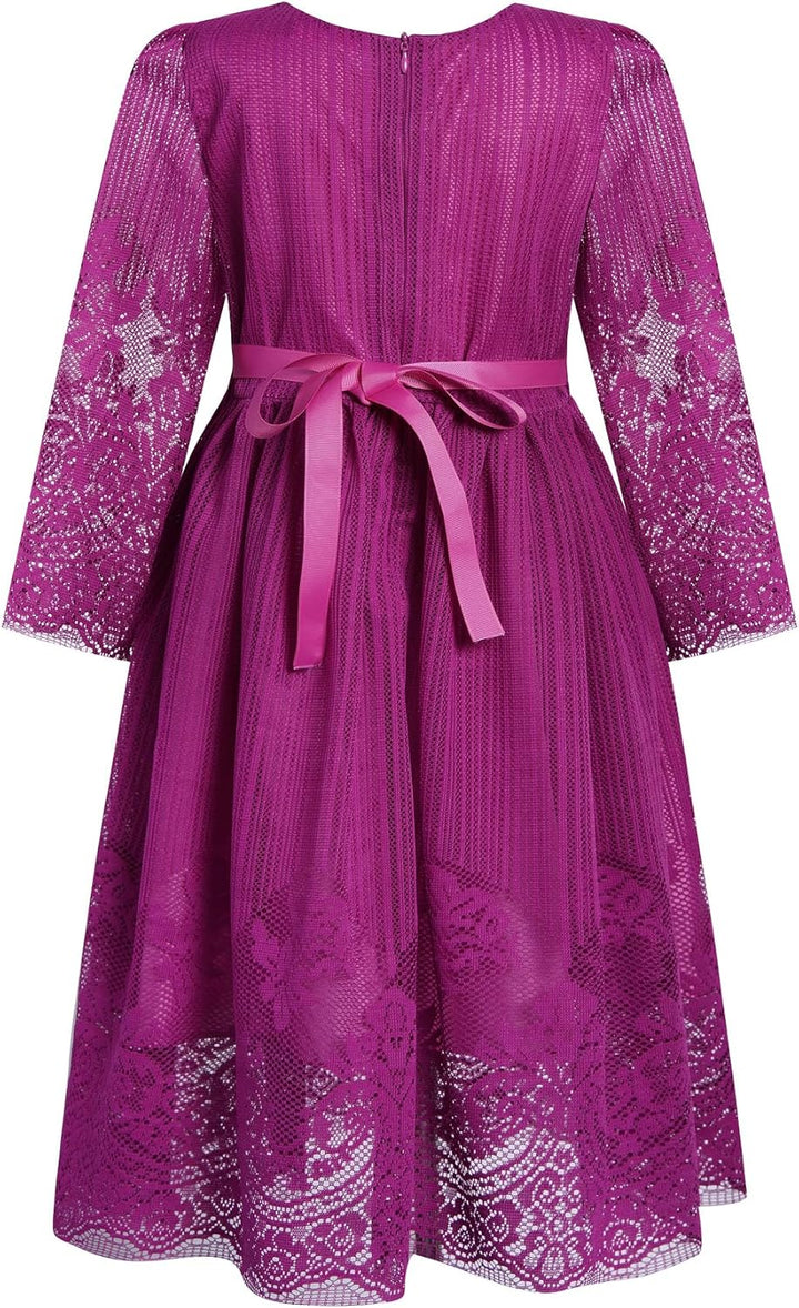BONNY BILLY Mädchen Kleider Vintage Spitze Tüll Festlich Hochzeit Lang Abendkleid Ballkleid Partykle