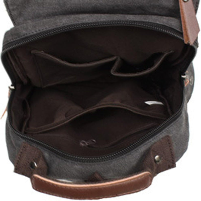 Canvas Brustbeutel, Casual Umhängetasche Herren Daypack Handtasche Sling Backpack für Schule, Outdoo