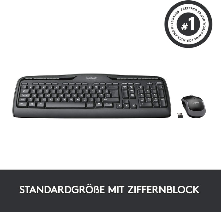 Logitech MK330 Kabelloses Tastatur-Maus-Set, 2.4 GHz Verbindung via USB-Empfänger, 4 programmierbare
