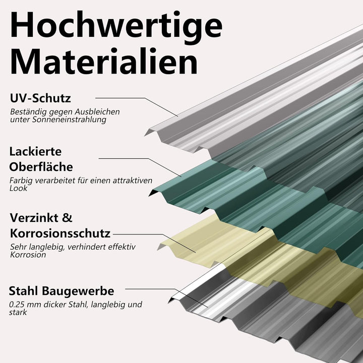 24er Dachbleche Trapezblech 129,5x45cm Stahlblech Formblech Platten Dachplatten Wetterfest Wellblech