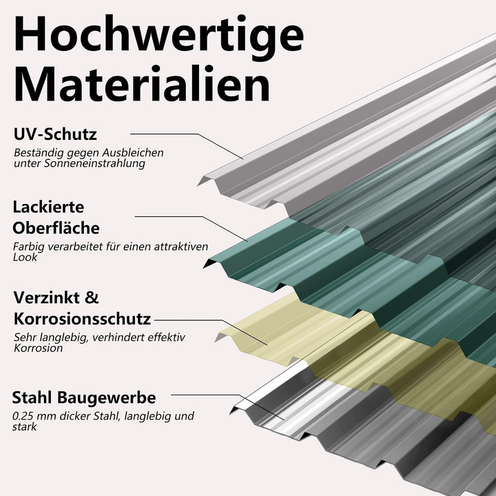 YRHome 12er Dachbleche Trapezblech 129,5x45cm Stahlblech Formblech Platten Dachplatten Wetterfest We