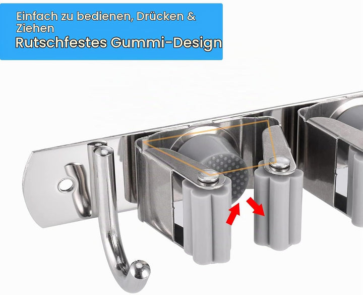 Hejo Besenhalterung Wand, 304 Edelstahl Gerätehalter Besen Mop Halter, Gartengerätehalter, Wandhalte