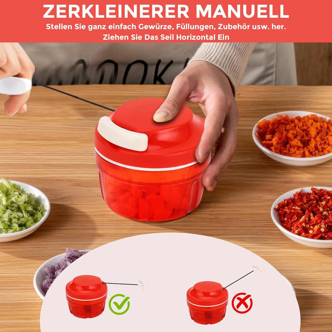 Zwiebelschneider Manuell, Gemüseschneider,Zerkleinerer ohne Strom Gemüseschneider Haushalt Kordelzug