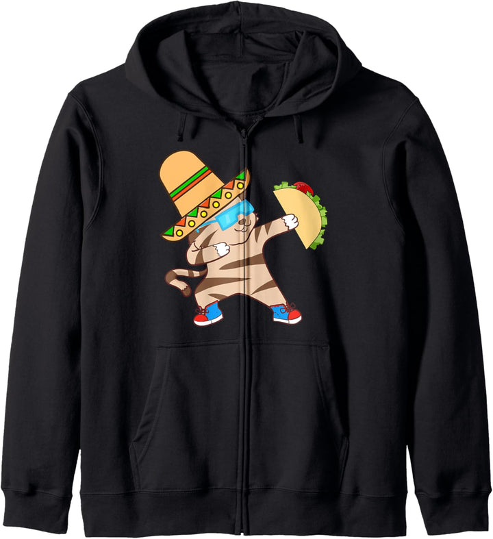 Funny Mexican Taco Cat Food Wide Brimmed Cute Sombrero Hat Kapuzenjacke