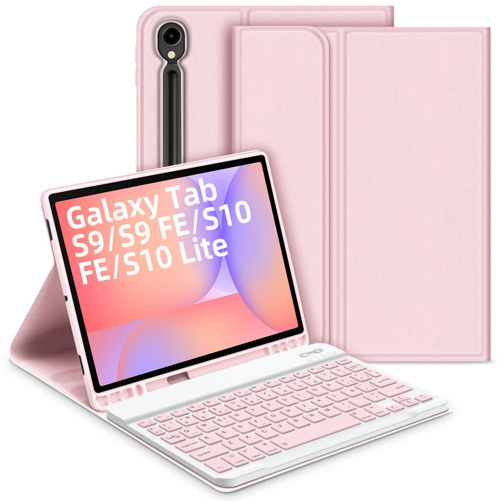 Bettdow für Samsung Galaxy Tab S9 FE/S9 2023 Tastatur Hülle, Rosa (Spanisch), Rosa