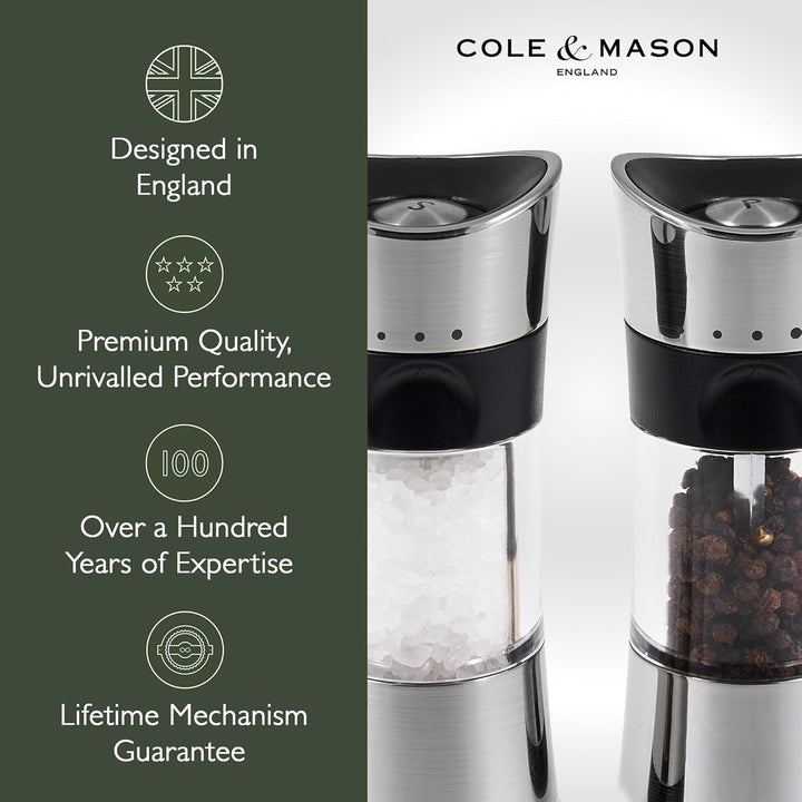Cole & Mason H306598P Horsham Salz und Pfeffermühle, Chrom, 2er Set Manuell, Acryl, 154mm, Classic I