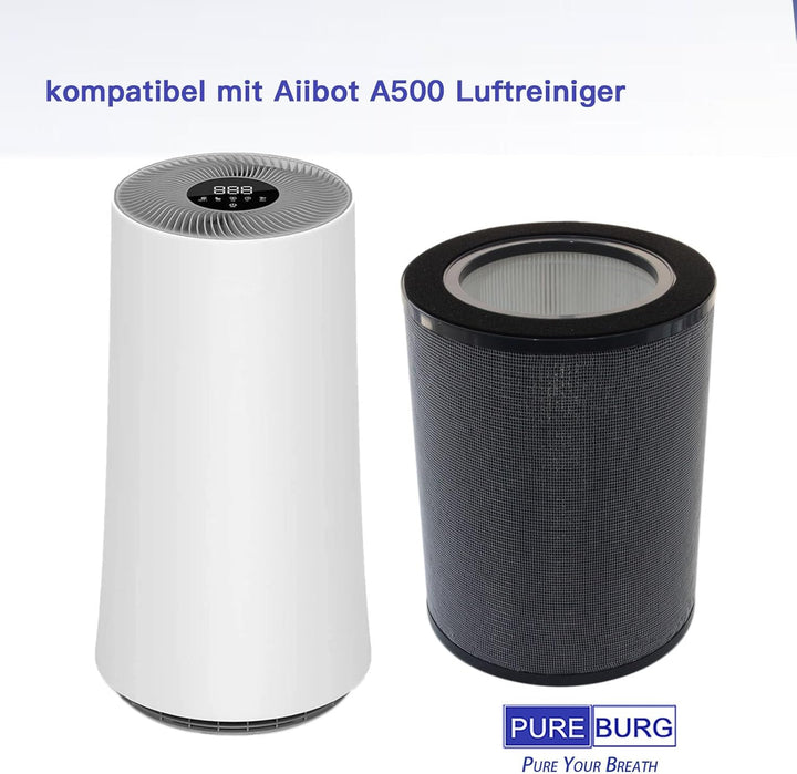 PUREBURG Ersatz-True-HEPA-Filter, kompatibel mit Aiibot A500 Luftreiniger,H13 Luftreinigender Staub