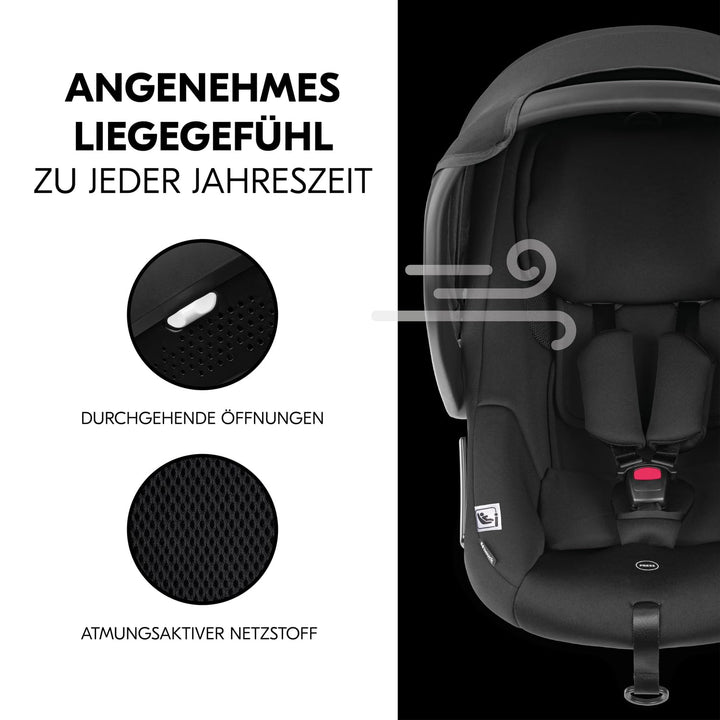 hauck Drive N Care Set, Schwarz - i-Size Babyschale mit Isofix Basisstation für Babys ab Geburt mit