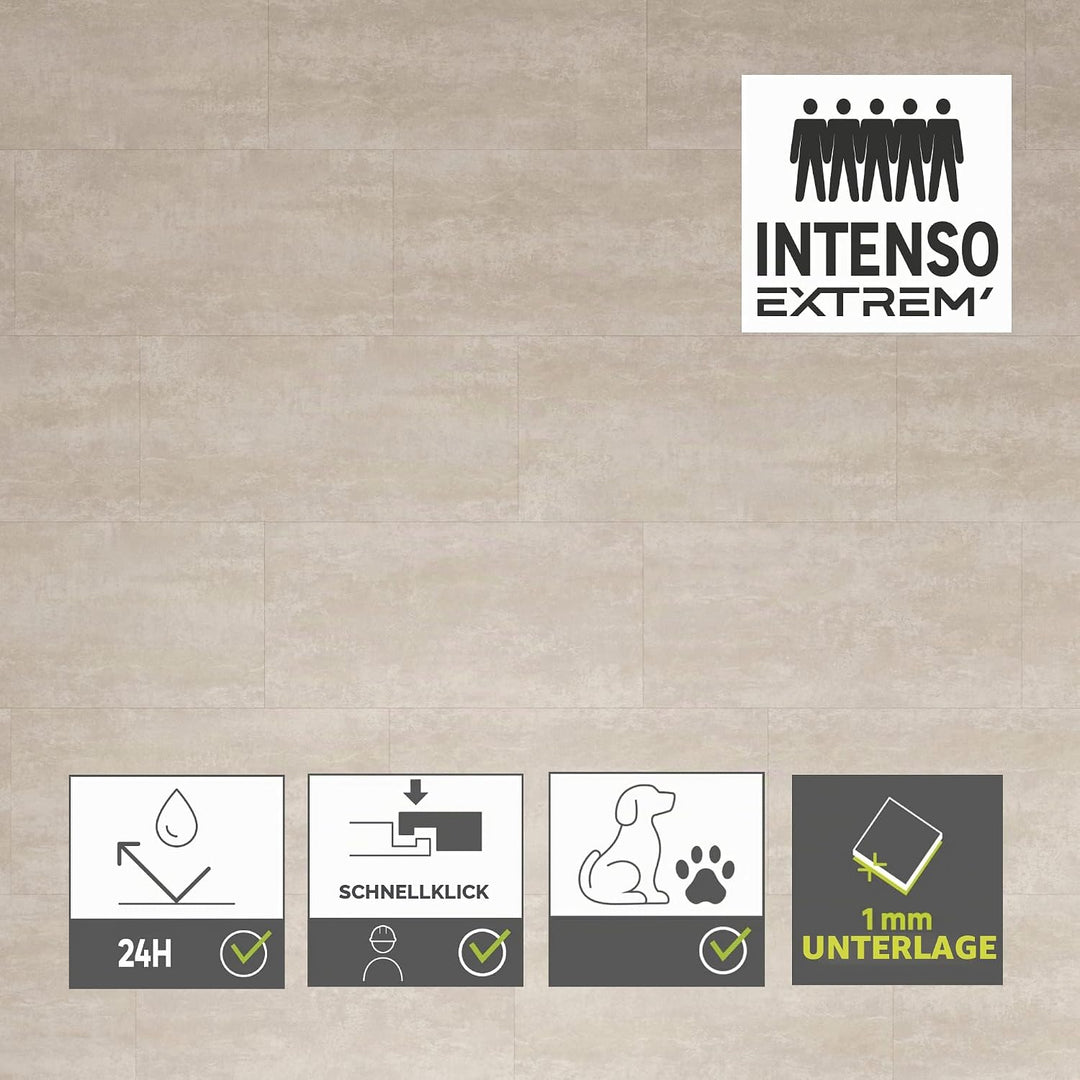 ARTENS - PVC Bodenbelag - SIBAI - Click Vinyl-Fliesen mit integrierter Unterlage - Vinylboden - Beto