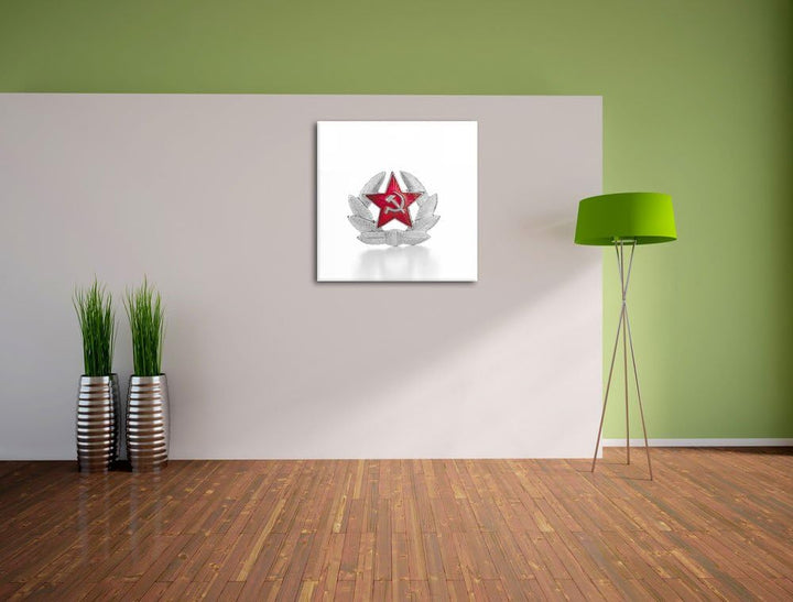 Pixxprint Wappen der UDSSR / 70x70cm Leinwandbild bespannt auf Holzrahmen/Wandbild Kunstdruck Dekora