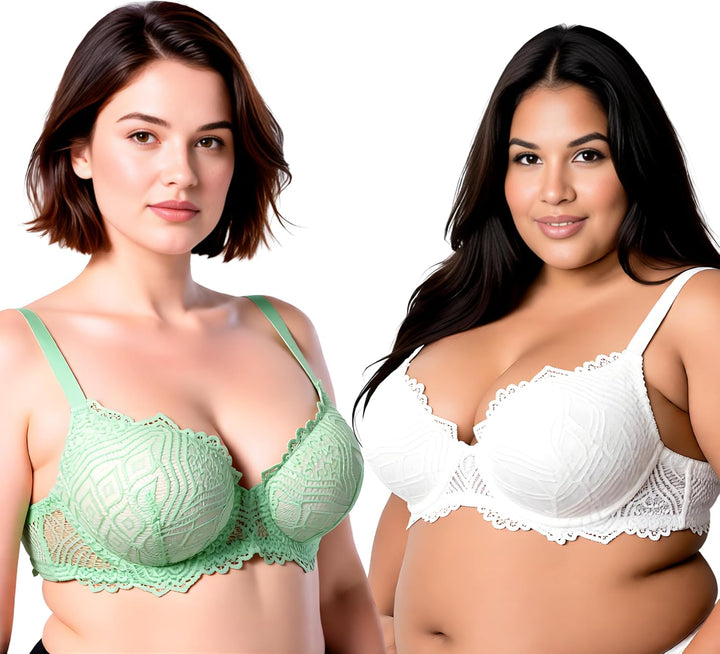 Curve Muse Damen Übergrösse Bügel Hochdrücken 1 Tasse hinzufügen Bügel Perfekte Form Spitzen-BHS 95E