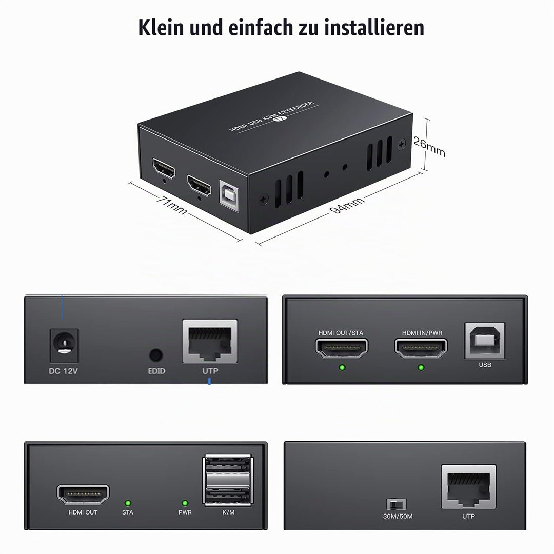 PWAYTEK HDMI Extender 1080p@60Hz, 3D, über Single Cat5e/Cat6/Cat 7 Kabel Full HD unkomprimiert Übert
