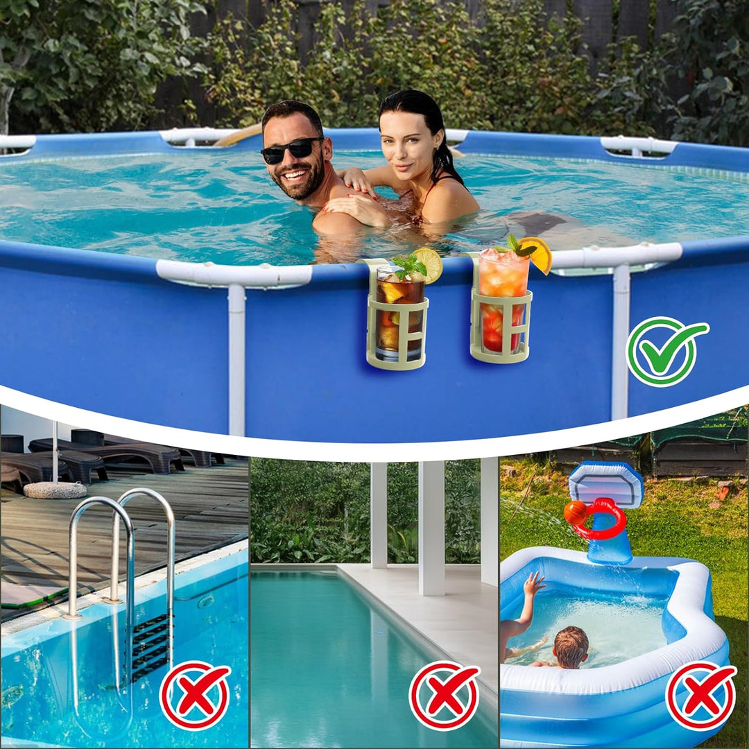 4 Stück Pool Getränkehalter, Poolrand Bierhalter, Schwimmbecken Becherhalter, Wasserbecher Hängehalt