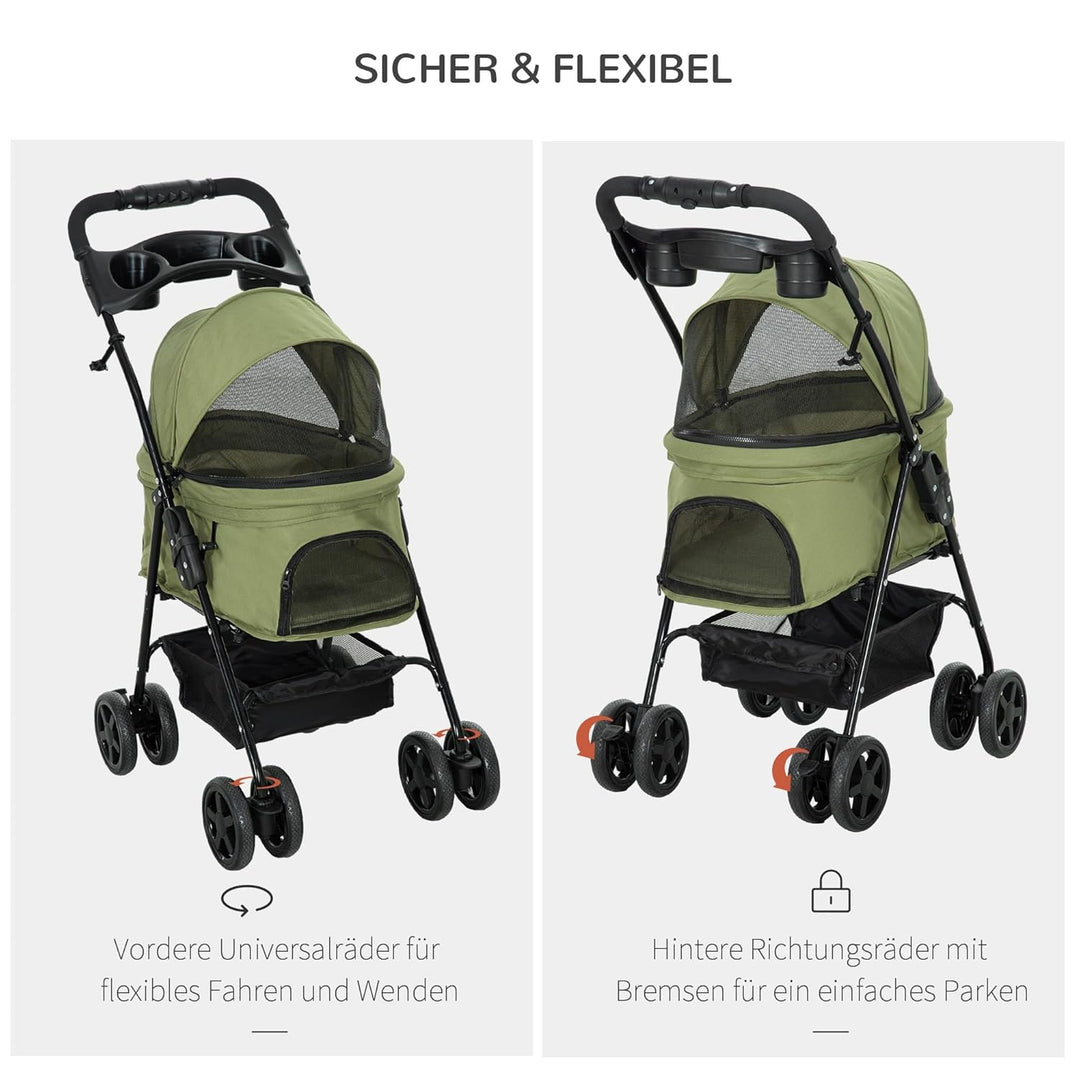 PawHut Hundewagen Hundebuggy mit Klappfunktion Pet Stroller für kleine Hunde und Katzen Haustierwage