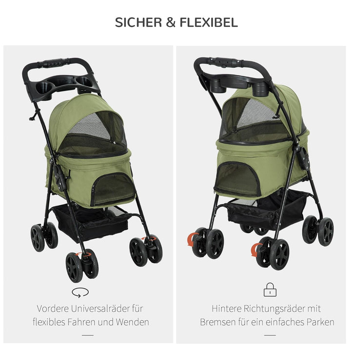 PawHut Hundewagen Hundebuggy mit Klappfunktion Pet Stroller für kleine Hunde und Katzen Haustierwage