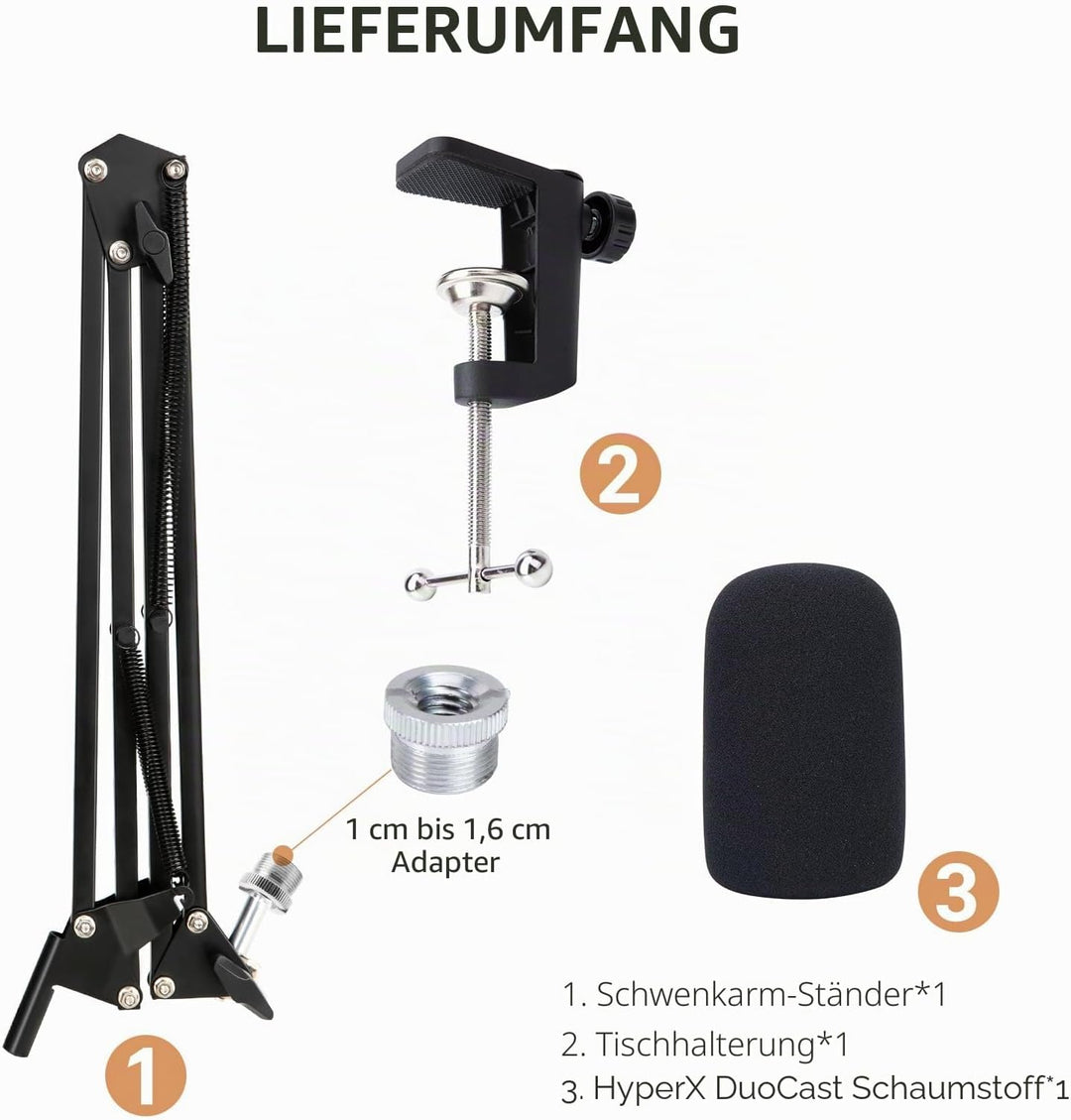 HyperX DuoCast Galgenarm - HyperX Mikrofonarm kompatibel mit HyperX DuoCast, Mikrofonarm mit Mikrofo