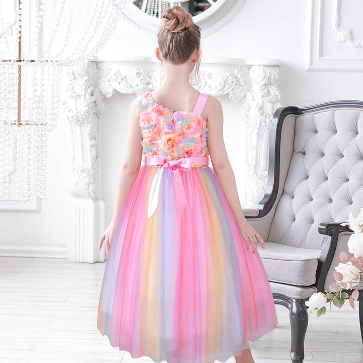 Sunny Fashion Mädchen Kleid Blume Mädchen Kleid Ivory Pailletten Brautjungfer Hochzeit Party Gr. 110