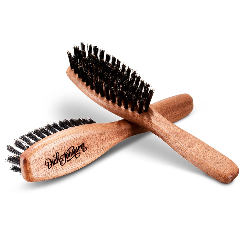 Dick Johnson Bartbürste Männer 15 cm– Wildschweinborsten mit Nylonstiften für Bartpflege & Styling –