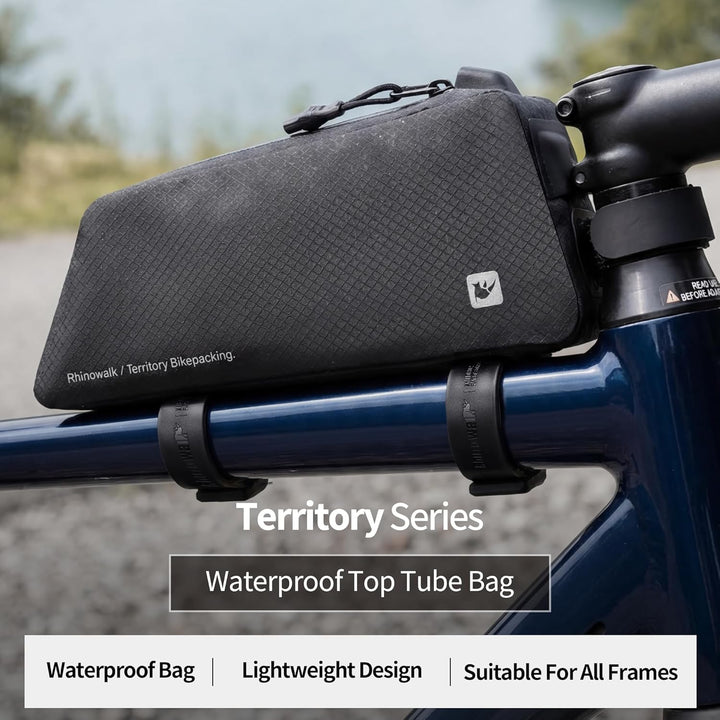 Rhinowalk Fahrrad Oberrohrtasche wasserdicht, Schraub- oder Riemenmontage, 600D TPU Rahmentasche, sc