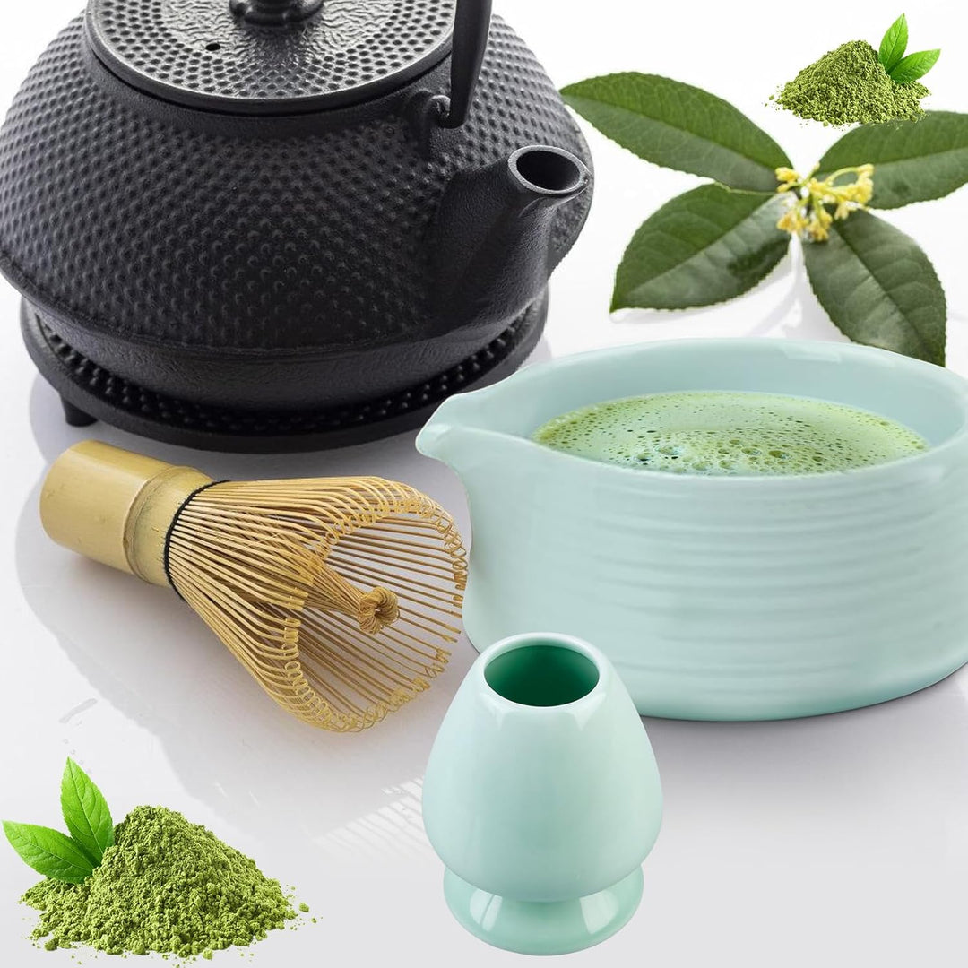 Matcha Tee Set, Matcha Besen Set mit Matcha-Schneebesen, Besenhalter, Matcha Schale aus Keramik, Tee