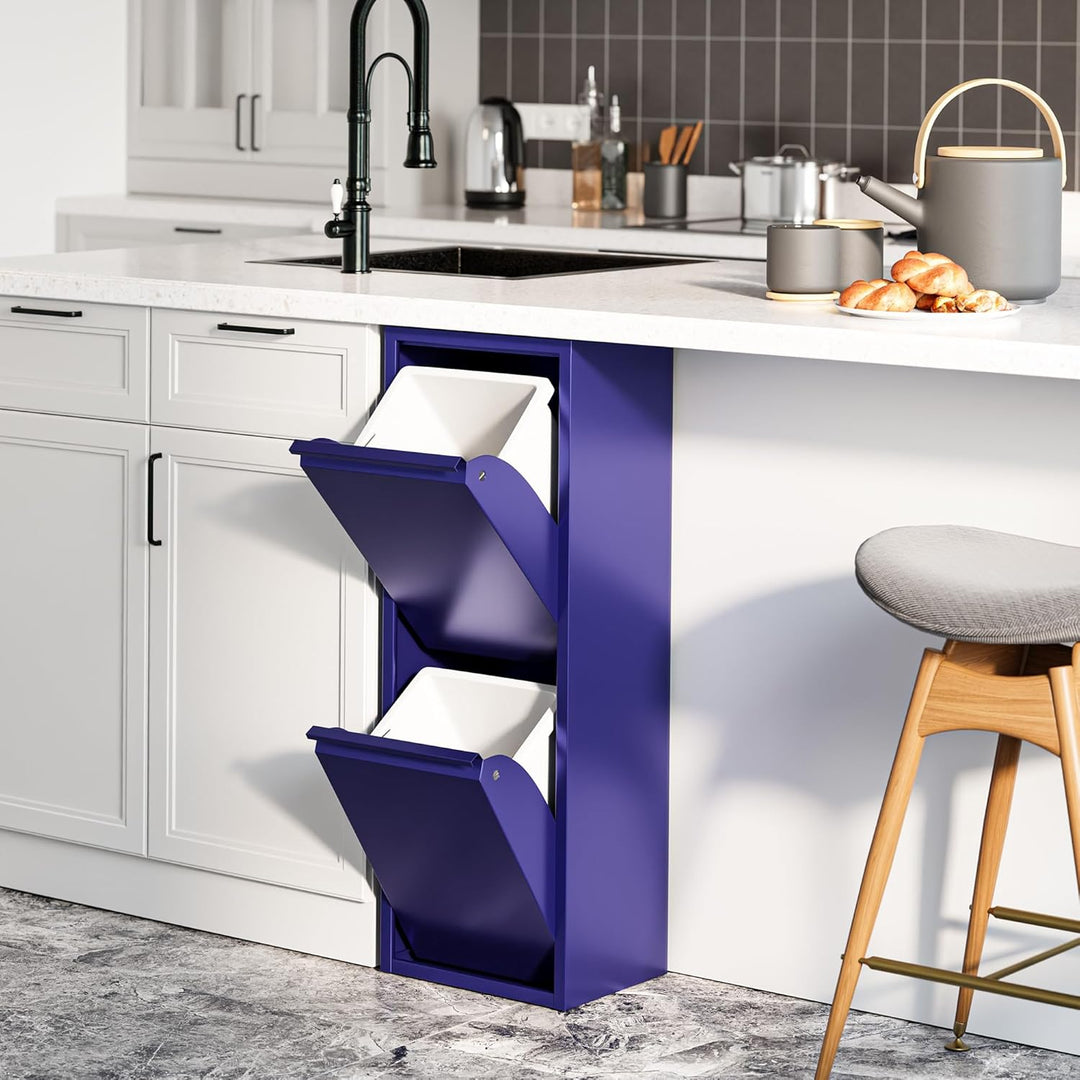 [en.casa] Mülltrennsystem Sollentuna Mülleimer 2 Fächer Küche 2 x 14 L Abfalleimer Müllschrank schma