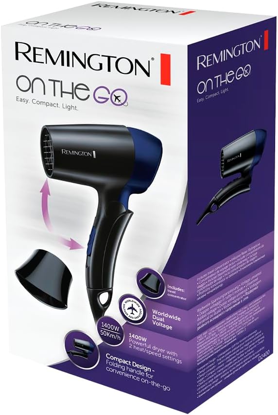 Remington Haartrockner [extrem klein & klappbar] On The Go (1400 W, weltweite Spannungsanpassung 120
