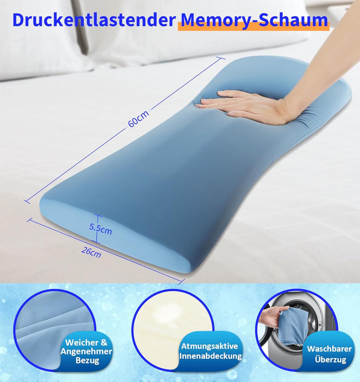 Orthopädisches Lendenkissen Ergonomische Rücken- &amp; Lordosenstütze aus Memory-Schaum für Bett &amp; Sofa