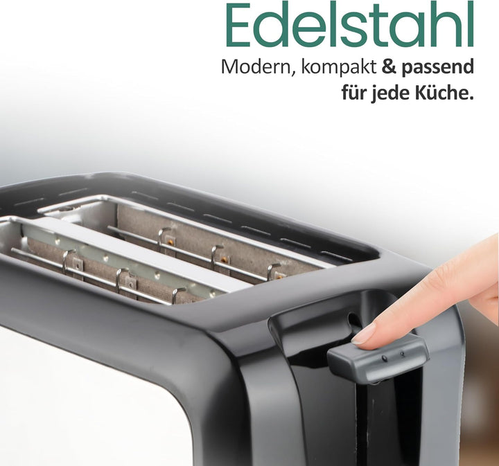 Emerio Toaster 2 extra Breiten Toastschlitzen Zentrierfunktion,herausnehmbare Krümelschublade,Abbruc