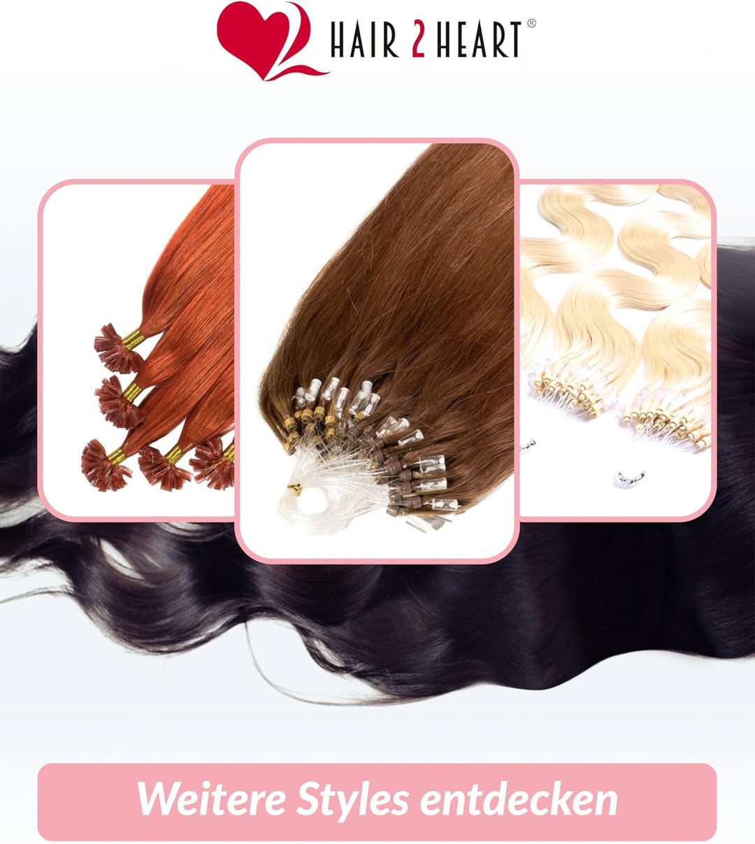 hair2heart Microring Extensions Echthaar glatt - 100 Strähnen 0.5g 60cm 9/31 lichtblond Gold Asch 60