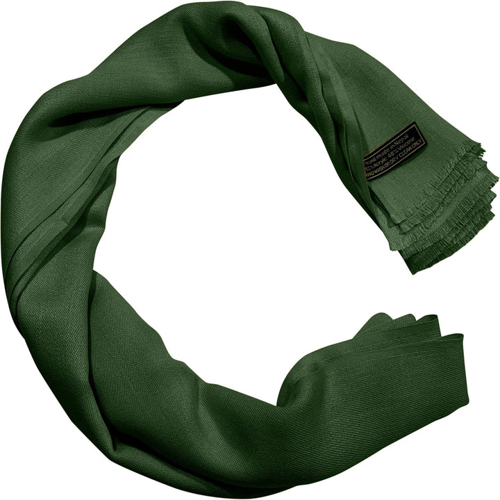 CJ Apparel Damen Handgefertigter nepalesischer Fransenschal Pashmina-Schal Einheitsgrösse Dunkelgrün