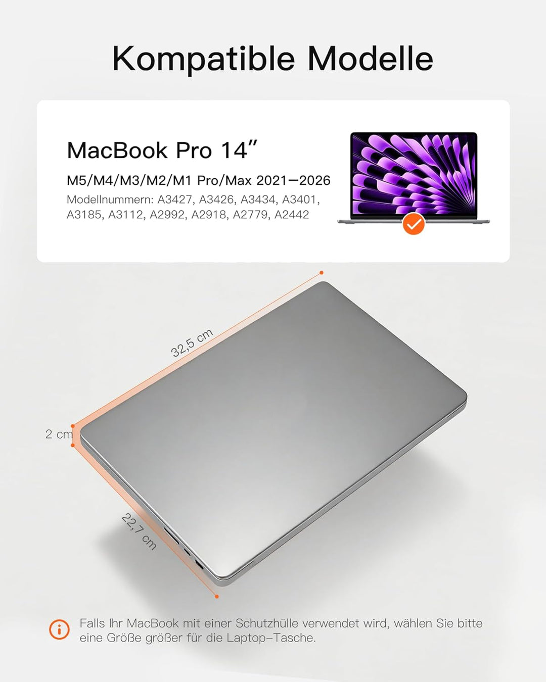 Inateck 360° Schutz Laptoptasche, Kompatibel mit 14 Zoll MacBook M1/M2/M3/M4 Pro/Max 2021-2024, Lapt