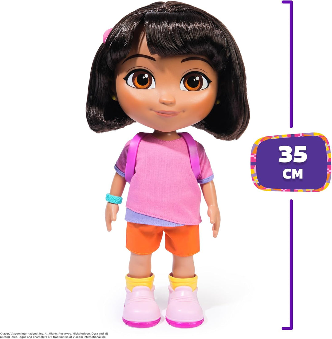 DORA Sing mit Mir Puppe 35 cm grosse Puppe zur beliebten TV-Serie mit 2 Liedern und 12 Sätzen & Gerä