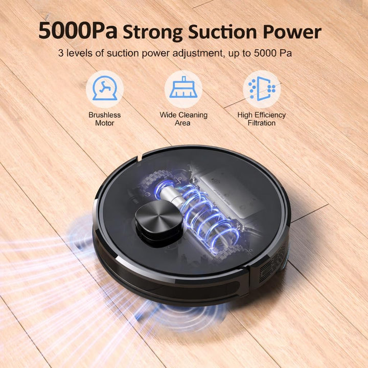 Lubluelu Saugroboter mit Wischfunktion, Staubsauger Roboter 5000Pa Lasernavigation mit 5 Karten, 55