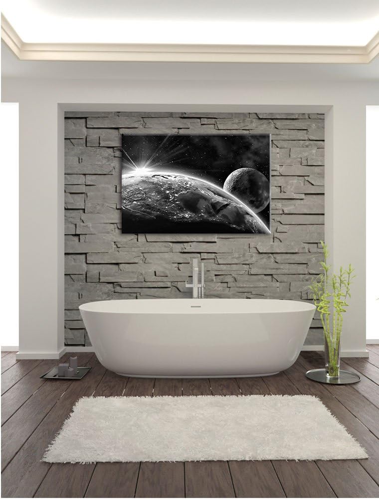Pixxprint Erde Mond All als Leinwandbild/Grösse: 100x70 cm/Wandbild/Kunstdruck/fertig bespannt, 100x
