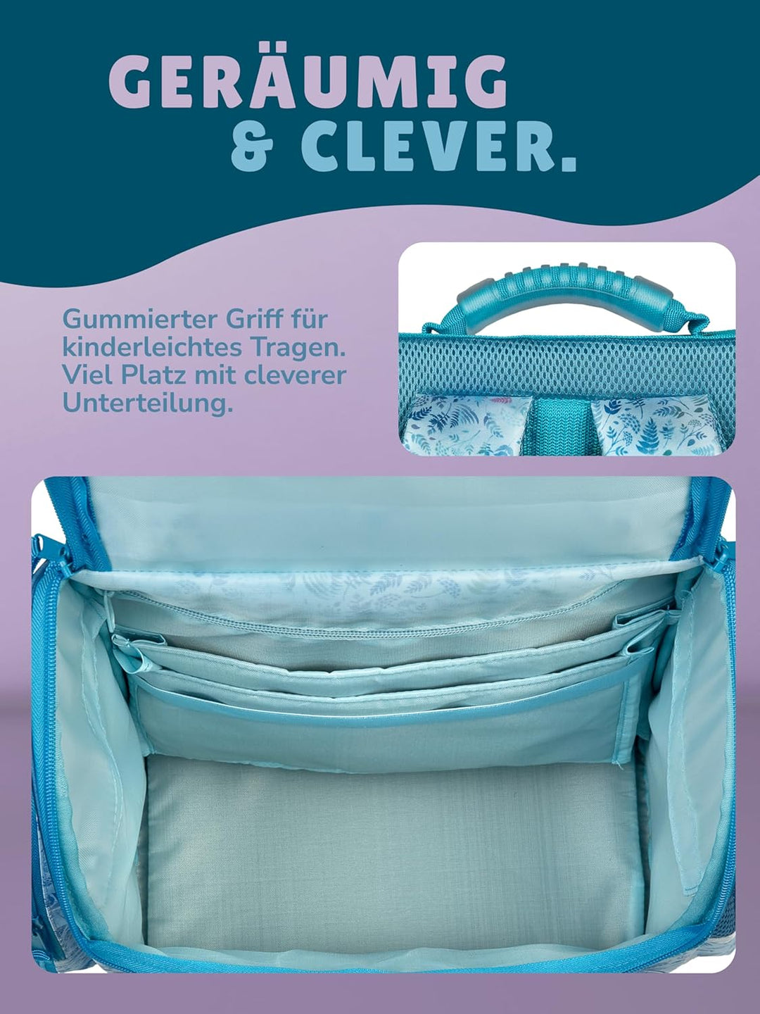 Familando - Schulranzen Set CLOU - 5-teilig mit Federmappe - Disney Eiskönigin (Frozen) - Ergonomisc