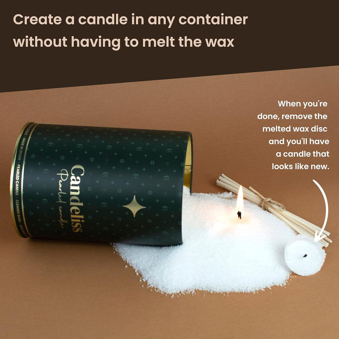 CANDELISS Kerzensand mit Docht Set in luxuriöser Metalldose. Kerzen sand perlenkerzen Pearled candle