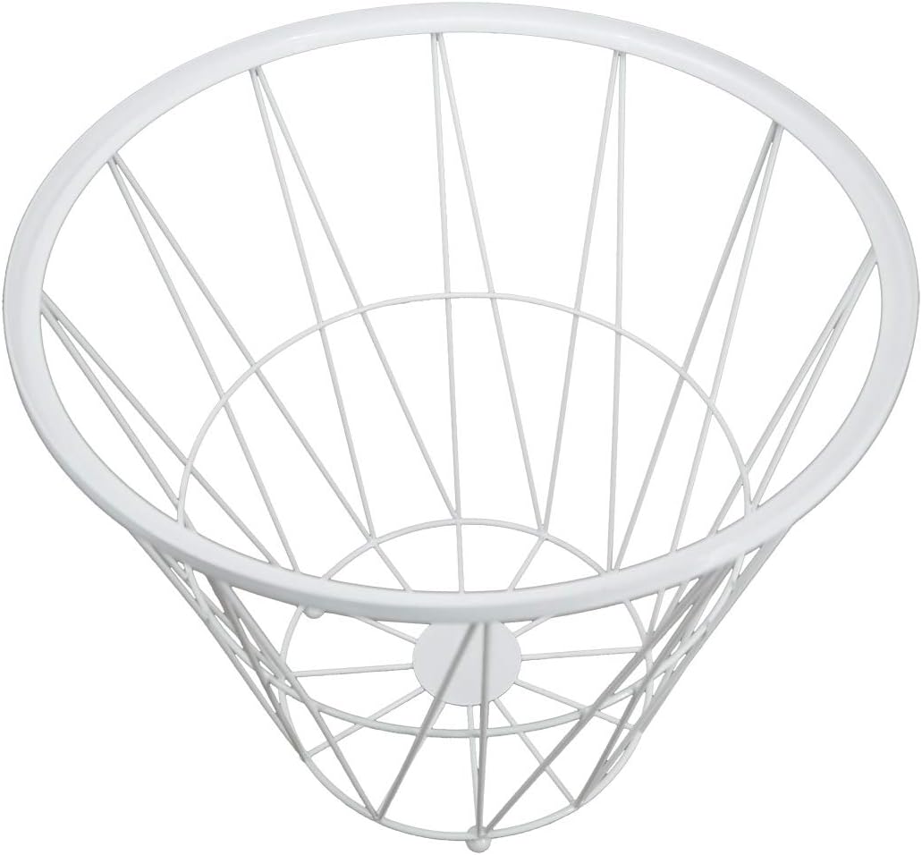 PrimoLiving Design Beistelltisch Weiss mit Deckel - Metall Drahtkorb mit Holzdeckel "Diagonal" P-840