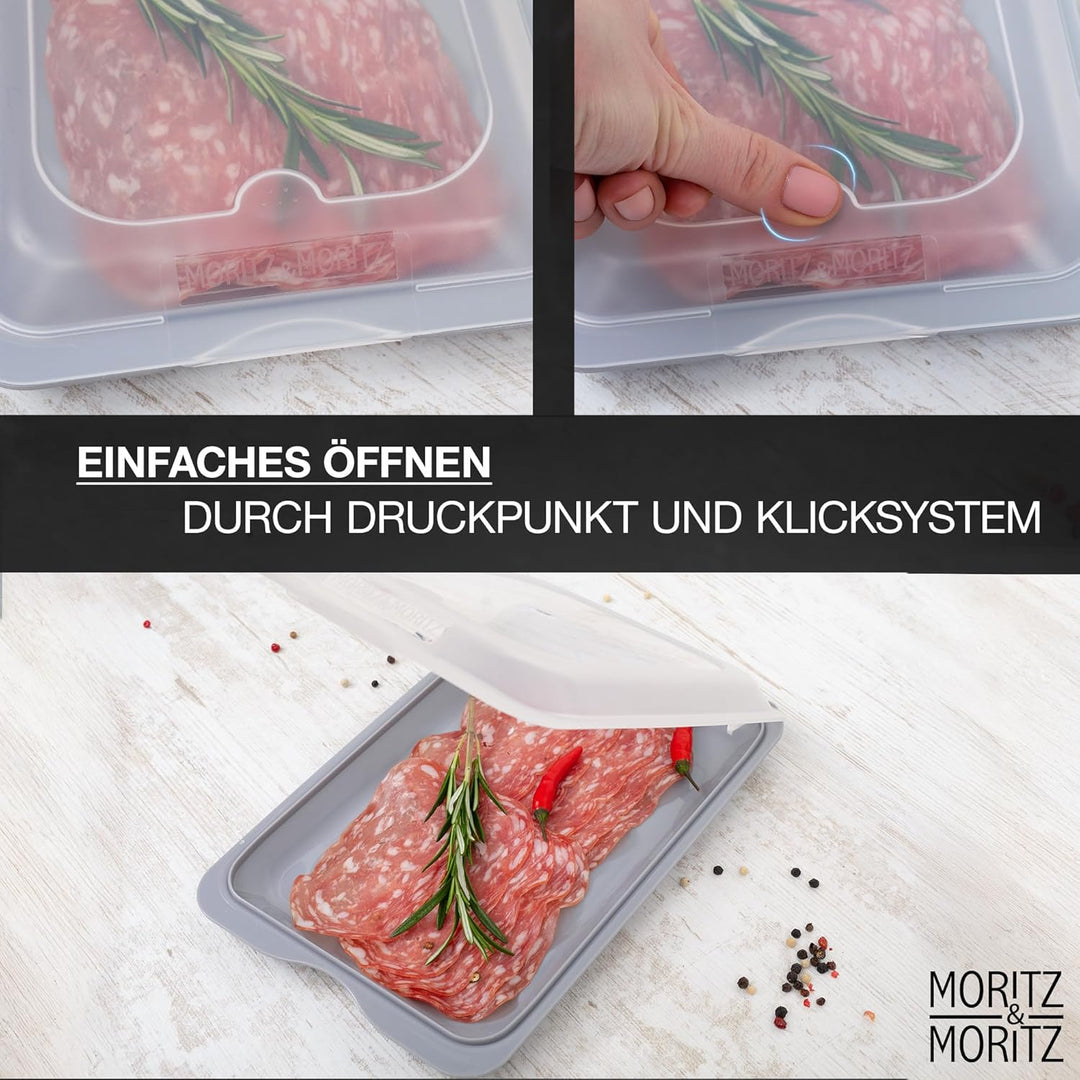 Moritz & Moritz Aufschnittdosen 8er Set Aufschnittbox stapelbar - Frischhaltedosen mit Deckel zur Au