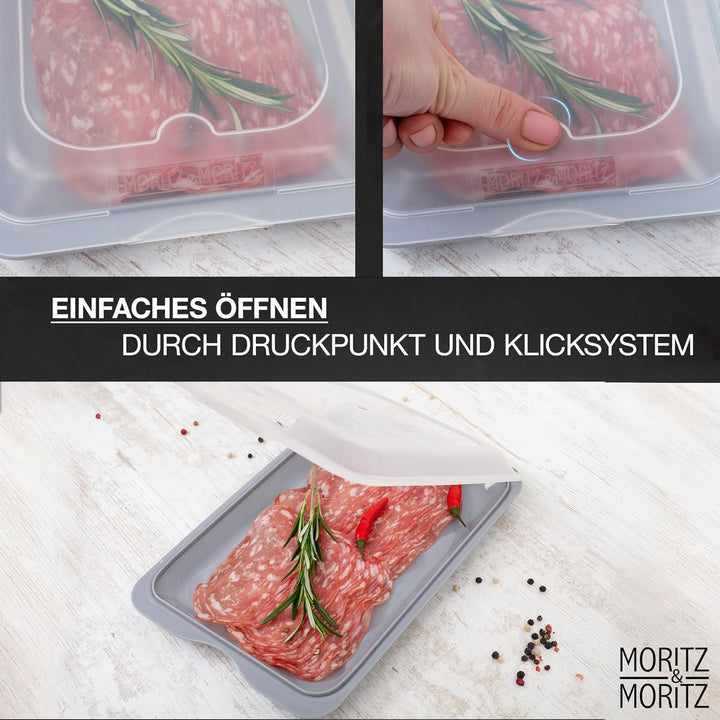 Moritz & Moritz Aufschnittdosen 8er Set Aufschnittbox stapelbar - Frischhaltedosen mit Deckel zur Au