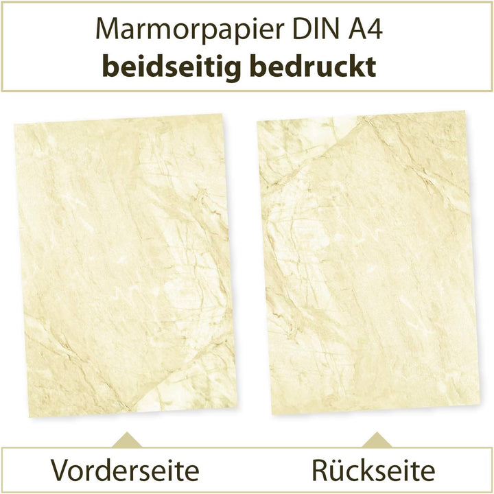 Marmorpapier Briefpapier BEIDSEITIG marmoriert DIN A4 braun 250 Blatt, 250 Blatt