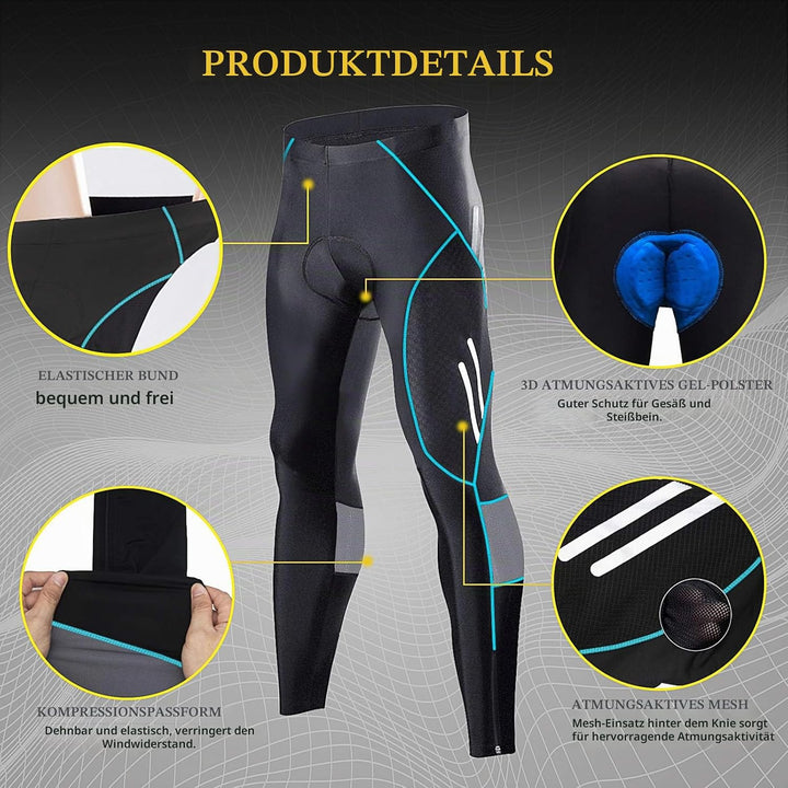 MEETWEE Herren Radlerhose Lange Fahrradhose, Kompression Radhose Leggings Radsport Hose für Männer E