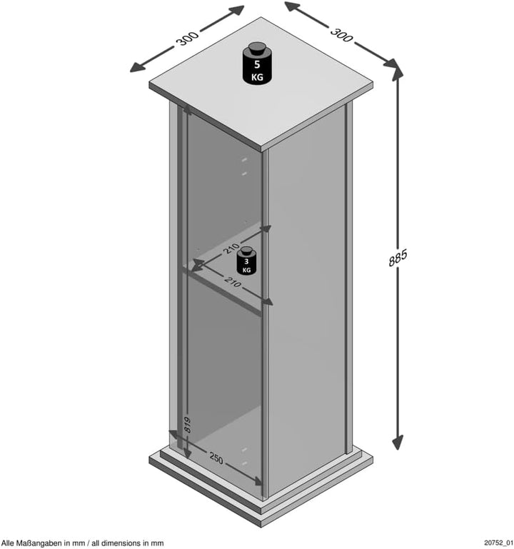 FMD Möbel, 641-002E Essex 2, Dekosäule, spanplatte, masse 30.0 x 30.0 x 89.0 cm (BHT)