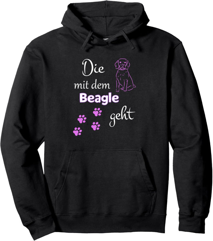 Die mit dem Beagle geht Damen Hunde Spruch Pullover Hoodie