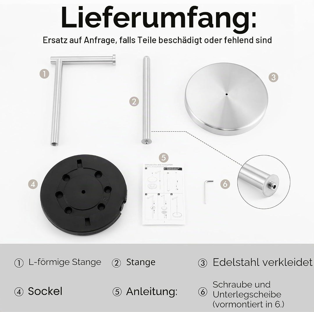 KES Toilettenpapierhalter Stehend Mit Gewichteter Basis, Klopapierhalter Klorollenhalter Freistehend